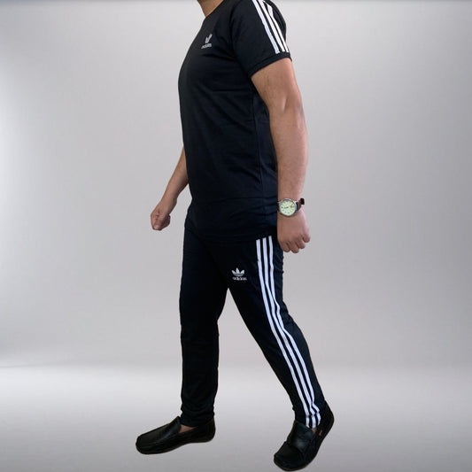 Adi Terry Jersey 3-Stripe Tracksuit - Black