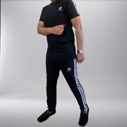 Adi Terry Jersey 3-Stripe Tracksuit - Black