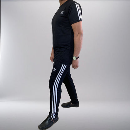 Adi Terry Jersey 3-Stripe Tracksuit - Black