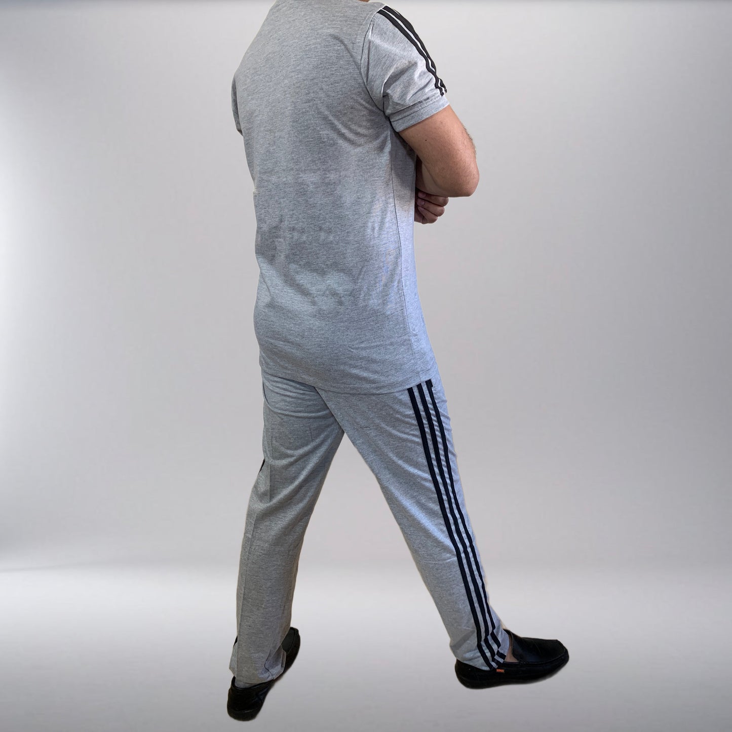 Adi 3-Stripe Terry Jersy Tracksuit - Grey