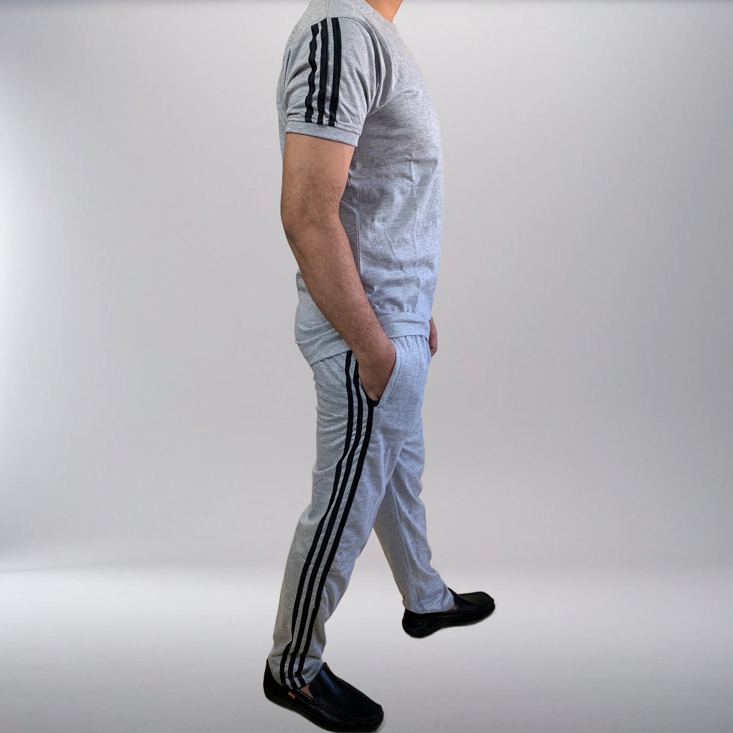 Adi 3-Stripe Terry Jersy Tracksuit - Grey