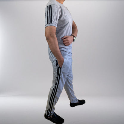 Adi 3-Stripe Terry Jersy Tracksuit - Grey